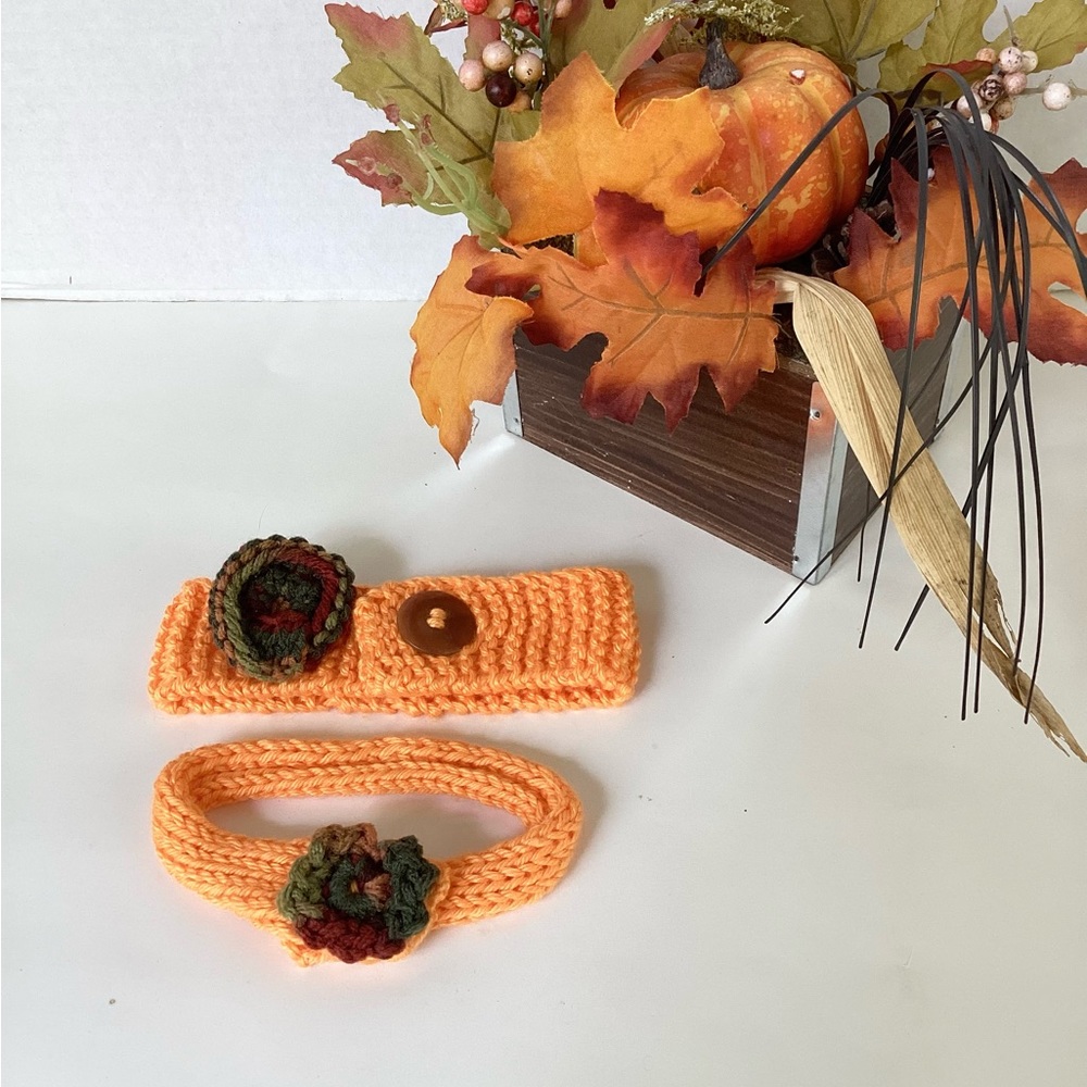 Pet Dog Collar Covers Fall Orange Brown Floral